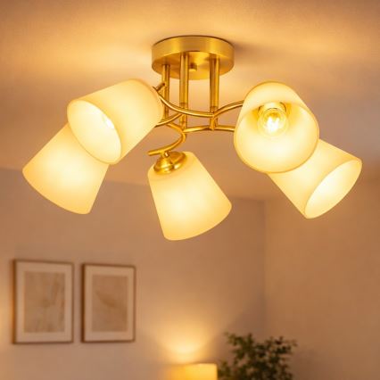 Prisadený luster PAFOS 5xE27/15W/230V zlatý