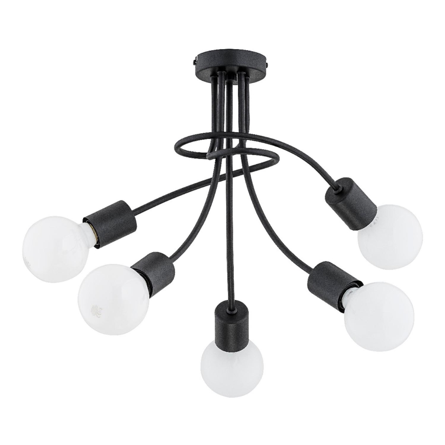 Prisadený luster PLENA 5xE27/15W/230V čierny