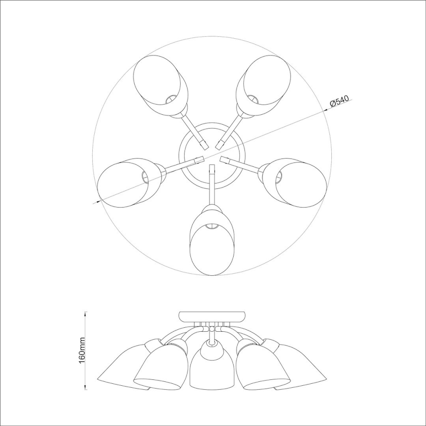 Prisadený luster PORTOS 5xE14/10W/230V lesklý chróm