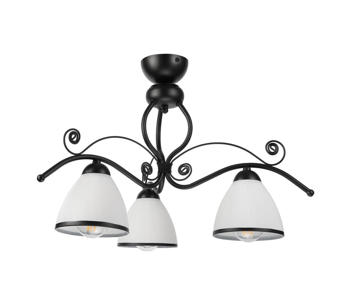 Prisadený luster RETRO 3xE27/60W/230V čierna/biela LM-3.51/A/CZARNY PÓŁMAT