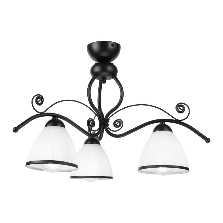 Prisadený luster RETRO 3xE27/60W/230V čierna/biela