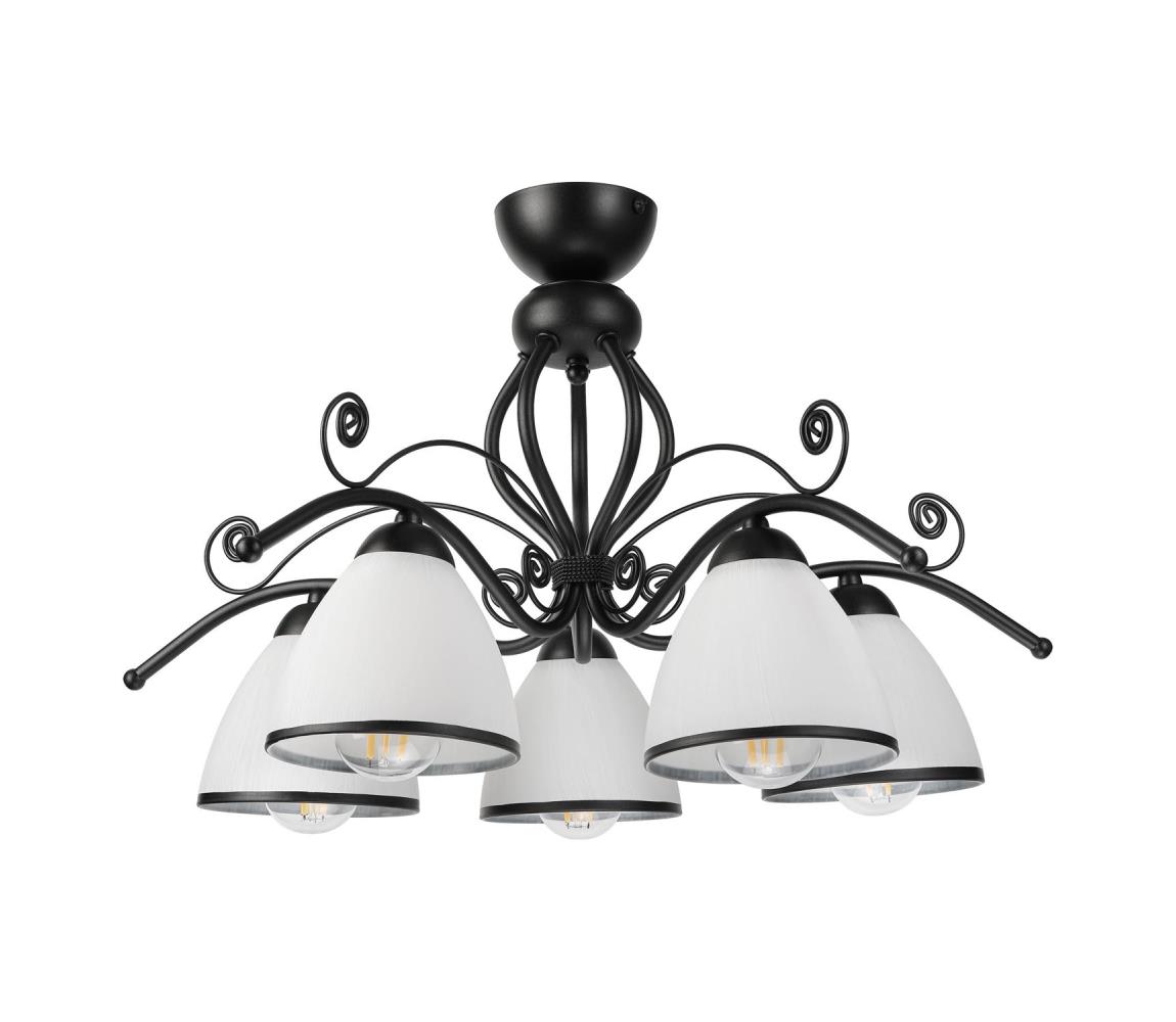Prisadený luster RETRO 5xE27/60W/230V čierna/biela LM-5.51/A/CZARNY PÓŁMAT