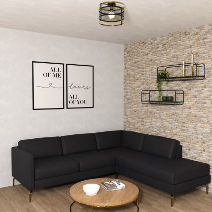 Prisadený luster RIM 1xE27/60W/230V čierna/zlatá