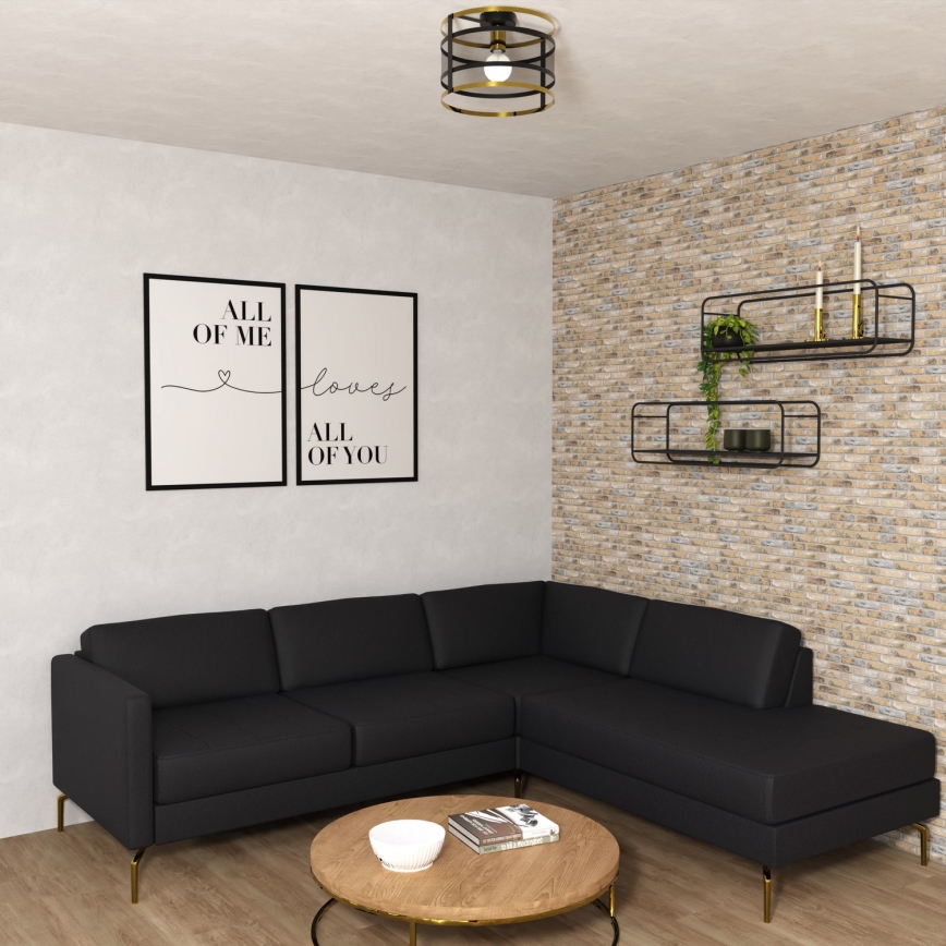 Prisadený luster RIM 1xE27/60W/230V čierna/zlatá