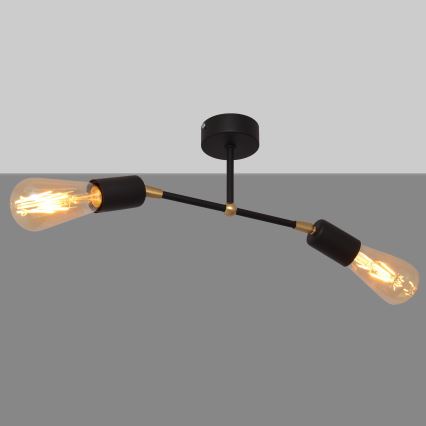Prisadený luster ROSETTE 2xE27/15W/230V čierna/zlatá