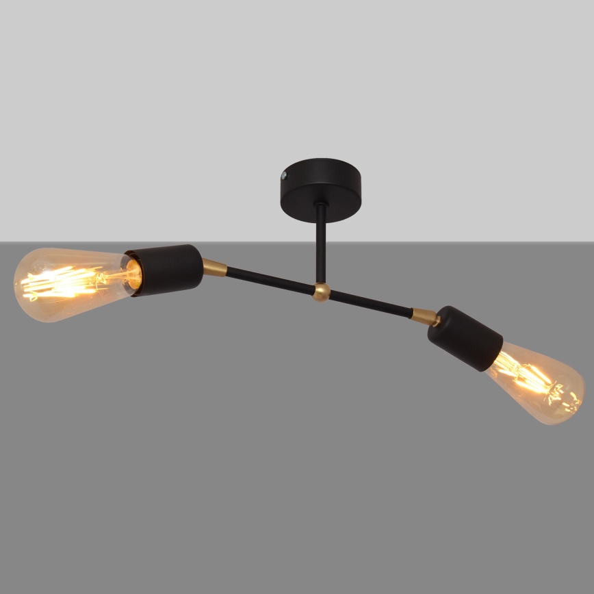 Prisadený luster ROSETTE 2xE27/15W/230V čierna/zlatá
