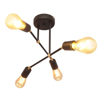 Prisadený luster ROSETTE 4xE27/15W/230V čierna/zlatá