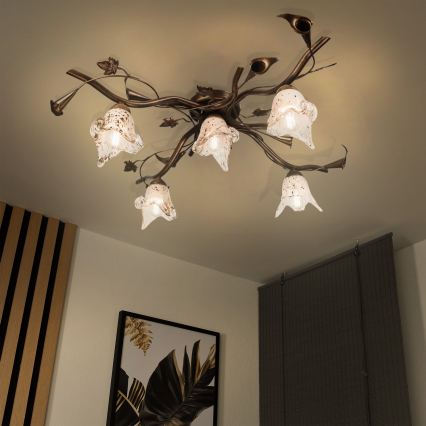 Prisadený luster ROZETA 5xE14/40W/230V bronzový