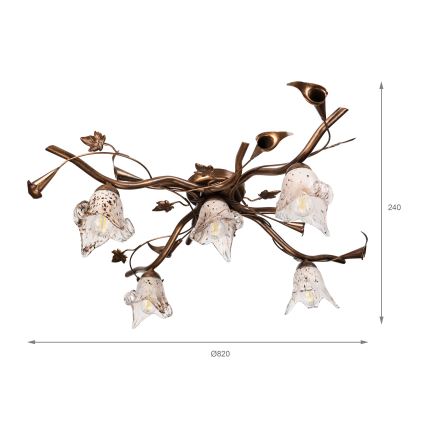 Prisadený luster ROZETA 5xE14/40W/230V bronzový