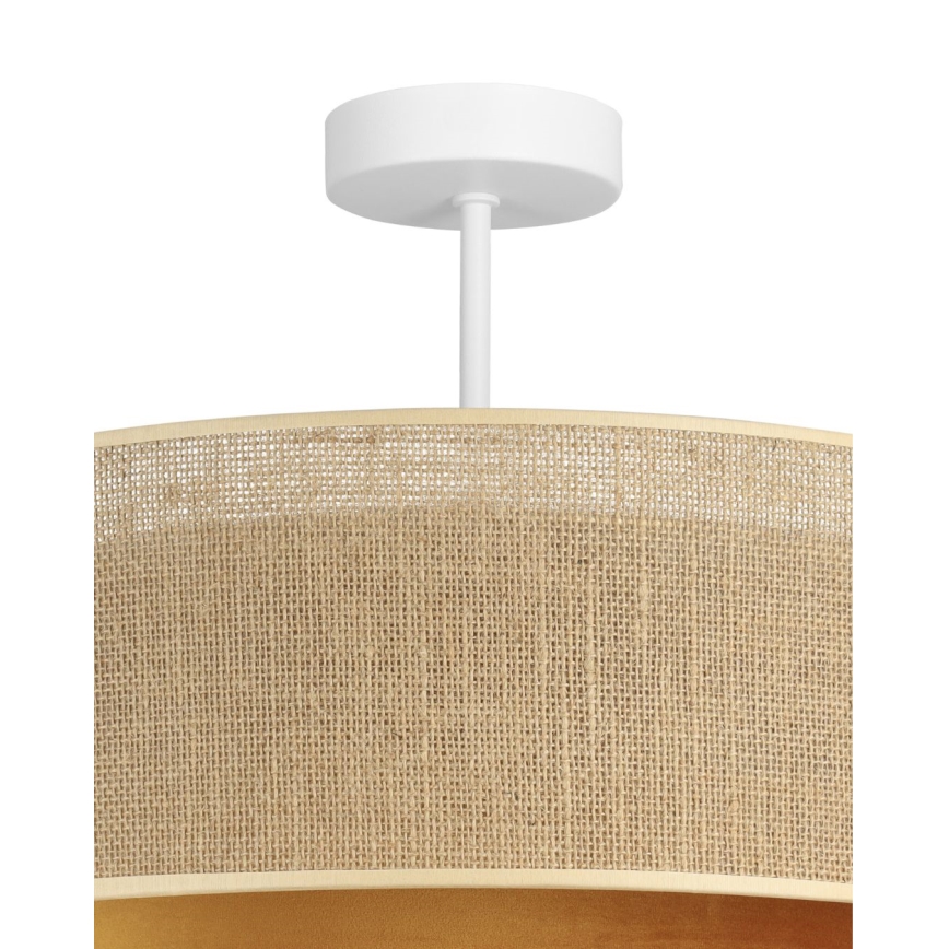 Prisadený luster SARTA 1xE27/60W/230V, priemer 45 cm, meď/juta