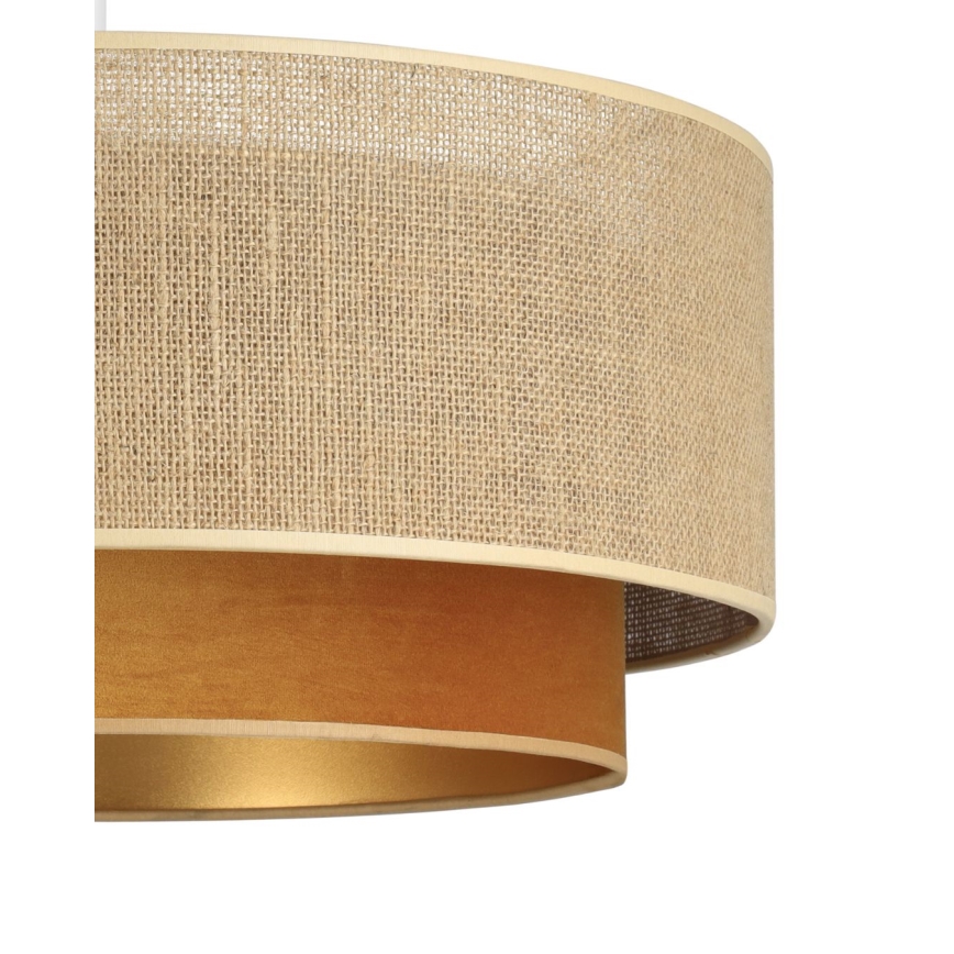 Prisadený luster SARTA 1xE27/60W/230V, priemer 45 cm, meď/juta