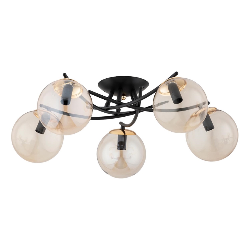 Prisadený luster SAVI 5xE14/10W/230V čierna/zlatá