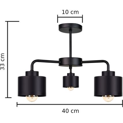 Prisadený luster SIMPLY BLACK 3xE27/60W/230V