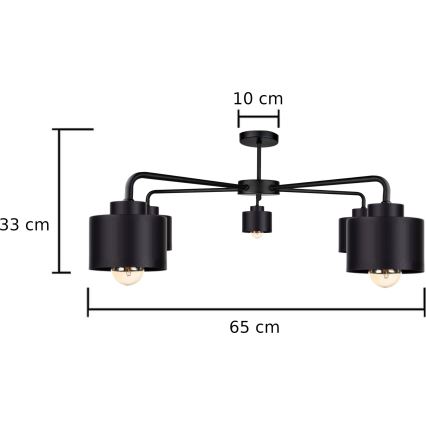 Prisadený luster SIMPLY BLACK 5xE27/60W/230V