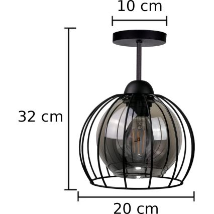 Prisadený luster SOLO BLACK 1xE27/60W/230V čierna/dymová