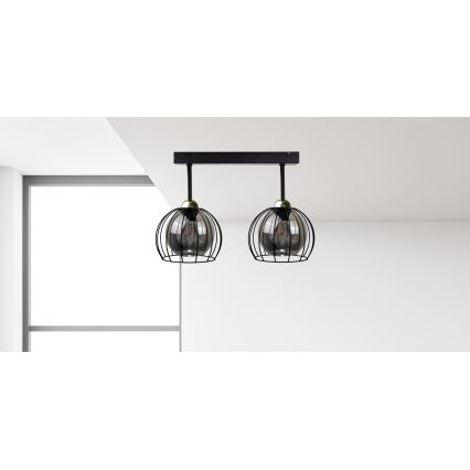 Prisadený luster SOLO BLACK 2xE27/60W/230V čierna/zlatá