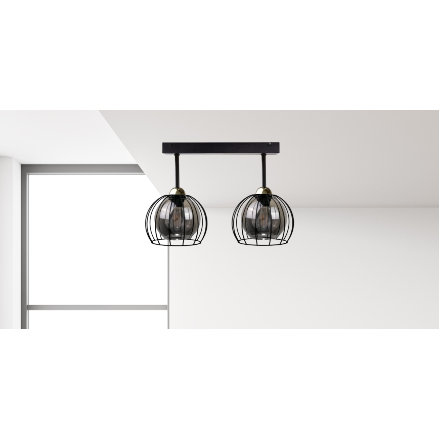 Prisadený luster SOLO BLACK 2xE27/60W/230V čierna/zlatá