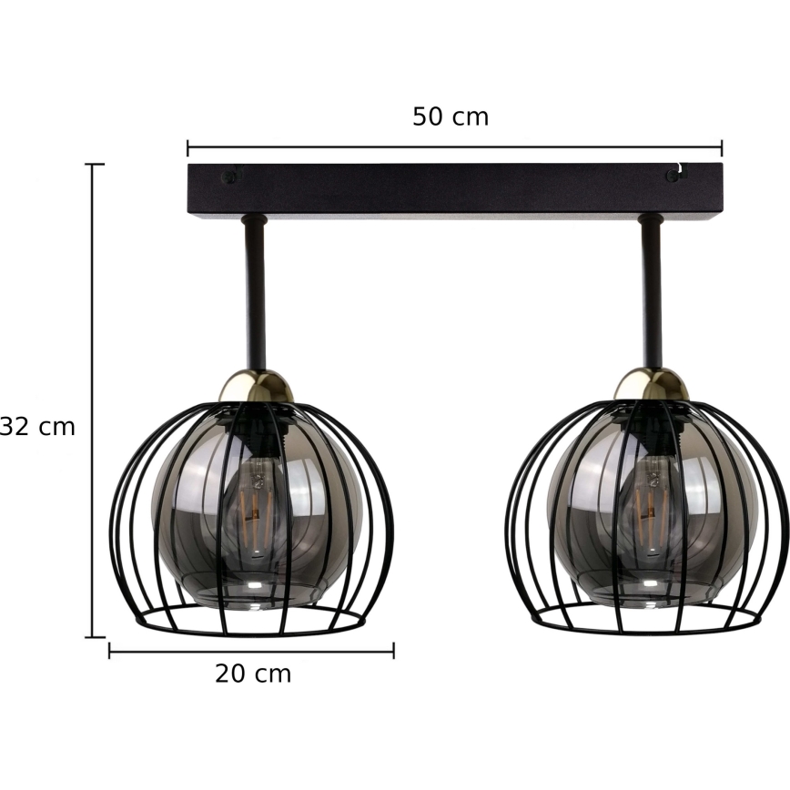 Prisadený luster SOLO BLACK 2xE27/60W/230V čierna/zlatá