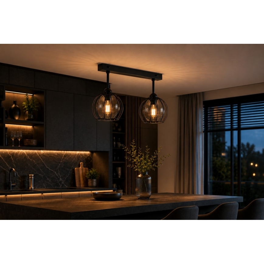 Prisadený luster SOLO BLACK 2xE27/60W/230V