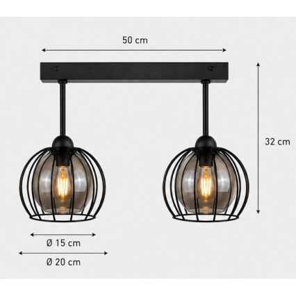 Prisadený luster SOLO BLACK 2xE27/60W/230V
