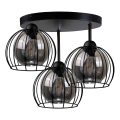Prisadený luster SOLO BLACK 3xE27/60W/230V čierna/dymová pr. 30 cm