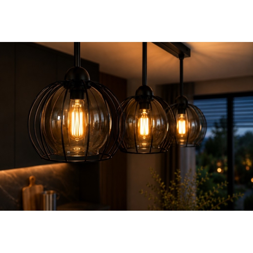 Prisadený luster SOLO BLACK 3xE27/60W/230V