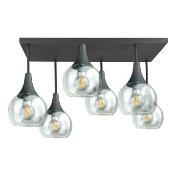 Prisadený luster SOMA 6xE27/60W/230V čierna/číra