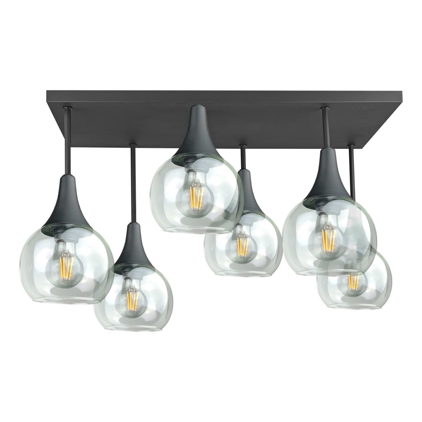Prisadený luster SOMA 6xE27/60W/230V čierna/číra