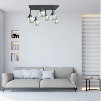 Prisadený luster SOMA 6xE27/60W/230V čierna/číra