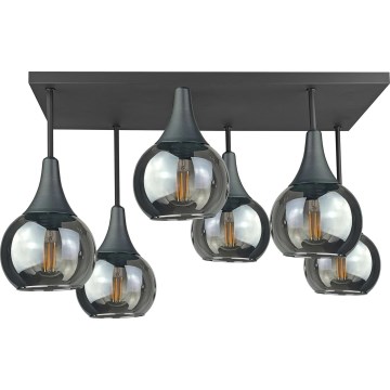Prisadený luster SOMA 6xE27/60W/230V čierna/dymová čierna