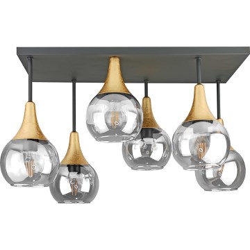Prisadený luster SOMA 6xE27/60W/230V čierna/zlatá/číra