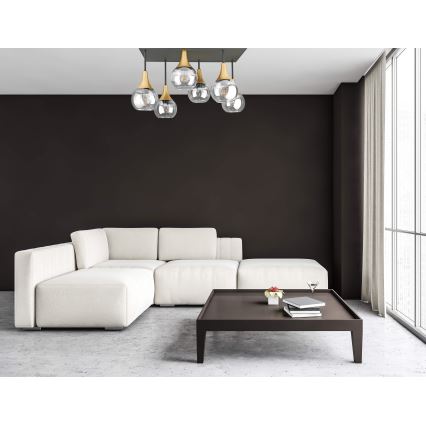 Prisadený luster SOMA 6xE27/60W/230V čierna/zlatá/číra
