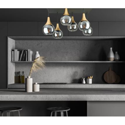 Prisadený luster SOMA 6xE27/60W/230V čierna/zlatá/dymová čierna