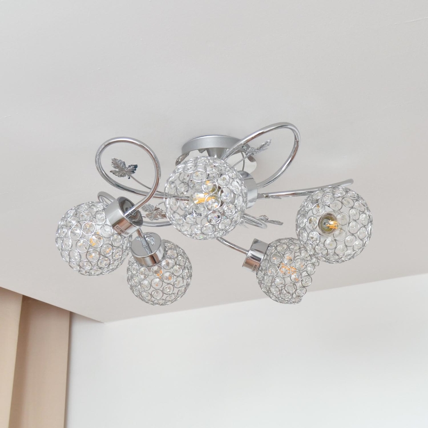 Prisadený luster SOPHIA 5xE27/15W/230V lesklý chróm/číra