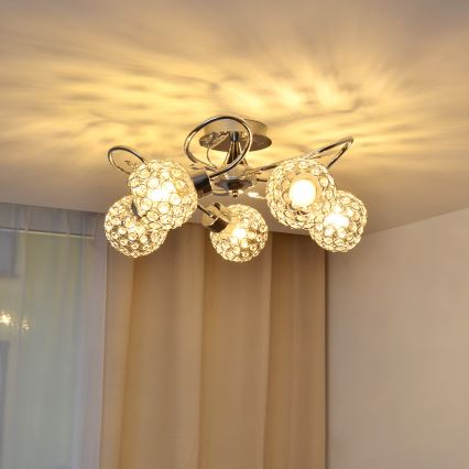 Prisadený luster SOPHIA 5xE27/15W/230V lesklý chróm/číra