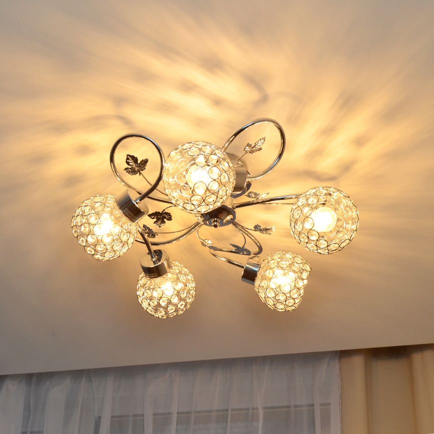 Prisadený luster SOPHIA 5xE27/15W/230V lesklý chróm/číra