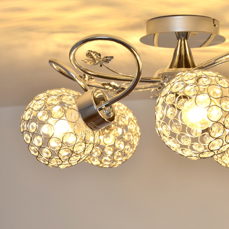 Prisadený luster SOPHIA 5xE27/15W/230V lesklý chróm/číra