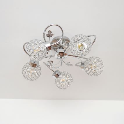 Prisadený luster SOPHIA 5xE27/15W/230V lesklý chróm/číra