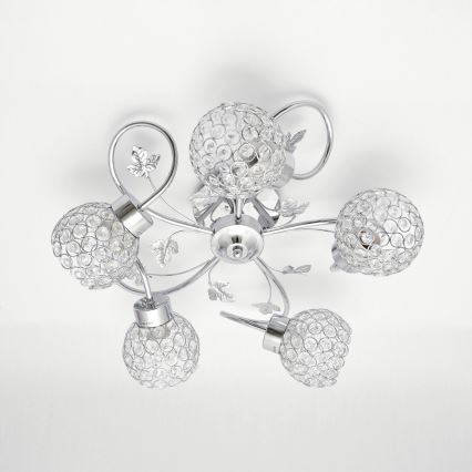 Prisadený luster SOPHIA 5xE27/15W/230V lesklý chróm/číra
