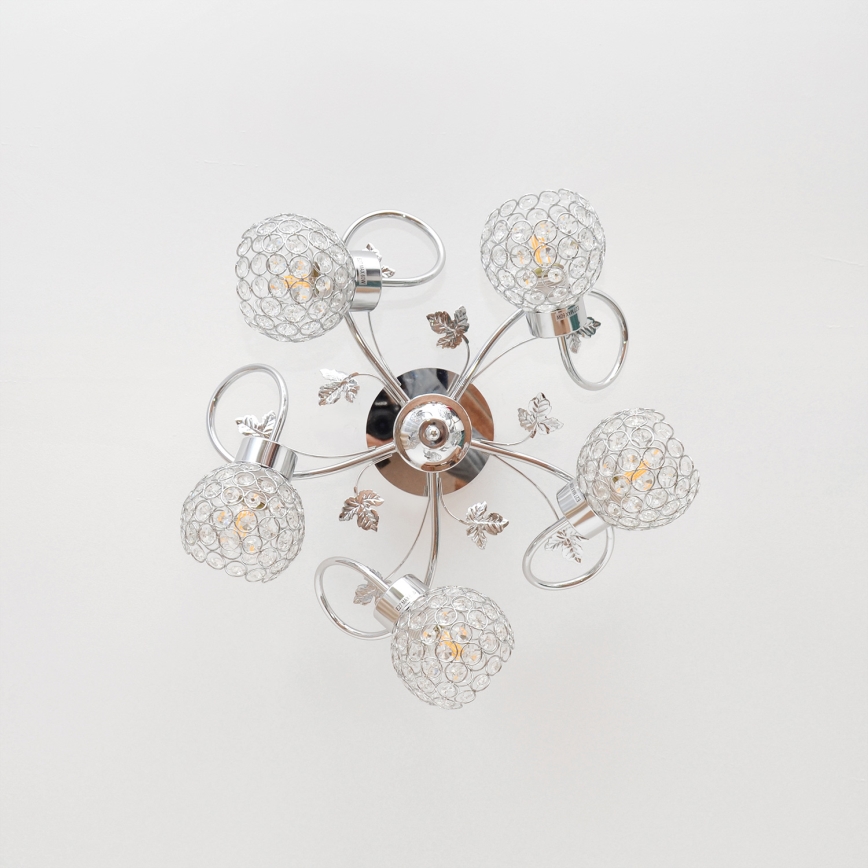 Prisadený luster SOPHIA 5xE27/15W/230V lesklý chróm/číra