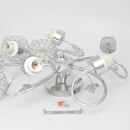 Prisadený luster SOPHIA 5xE27/15W/230V lesklý chróm/číra