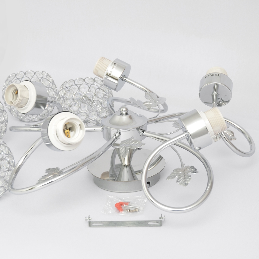 Prisadený luster SOPHIA 5xE27/15W/230V lesklý chróm/číra