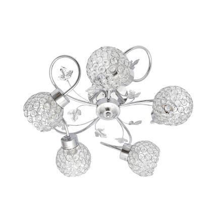 Prisadený luster SOPHIA 5xE27/15W/230V lesklý chróm/číra
