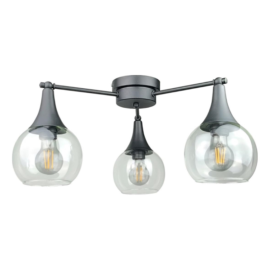 Prisadený luster STAR 3xE27/60W/230V čierna/číra