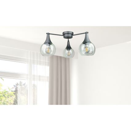 Prisadený luster STAR 3xE27/60W/230V čierna/číra