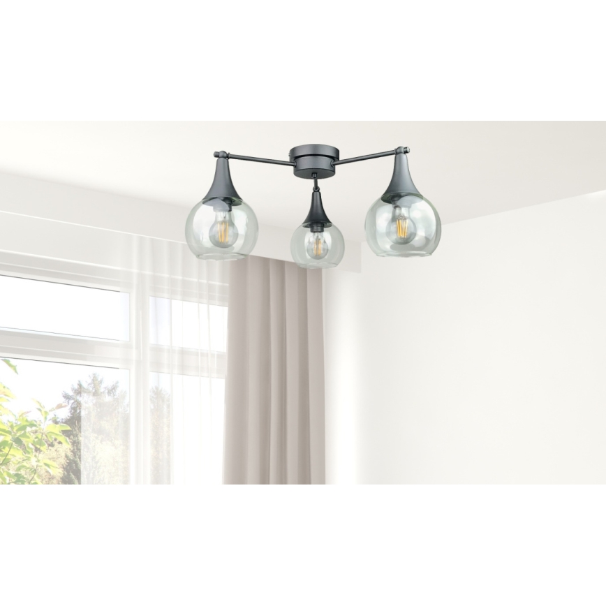 Prisadený luster STAR 3xE27/60W/230V čierna/číra