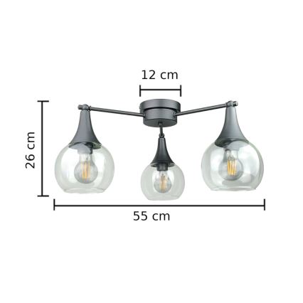 Prisadený luster STAR 3xE27/60W/230V čierna/číra