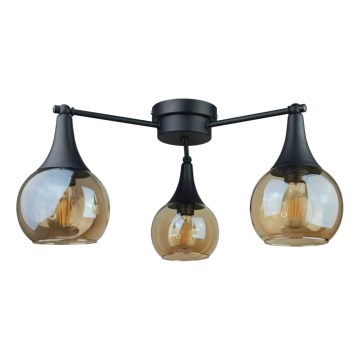 Prisadený luster STAR 3xE27/60W/230V čierna/dymová béžová