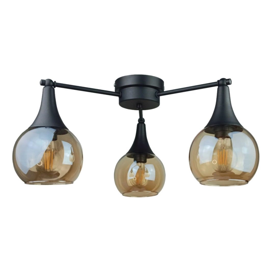 Prisadený luster STAR 3xE27/60W/230V čierna/dymová béžová