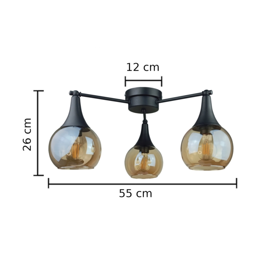 Prisadený luster STAR 3xE27/60W/230V čierna/dymová béžová